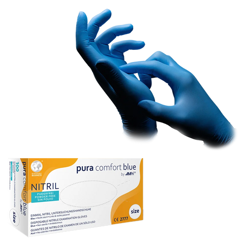 KARTON mit 10 x 100 Stk., AMPri Nitrilhandschuhe pura comfort, blau