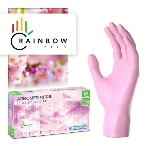KARTON mit 10 x 100 Stk., RAINBOW Nitrilhandschuhe, Arnomed, verschiedene Farben