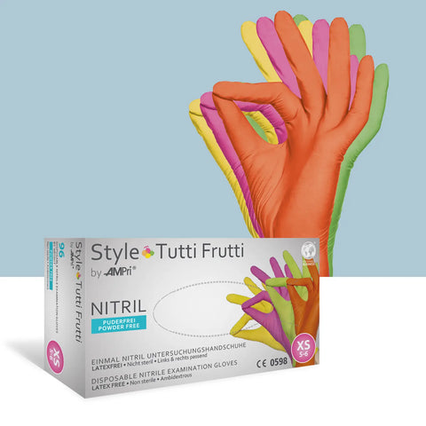 Nitrilhandschuhe Farbmix "TuttiFrutti", Box mit 96 Stk.