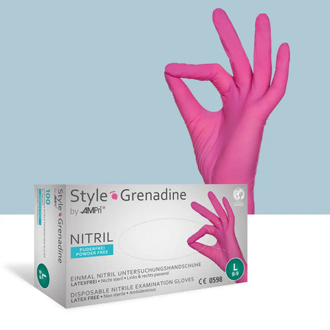 KARTON mit 10 x 100 Stk., Nitrilhandschuhe Pink, Med Comfort "Style Grenadine"