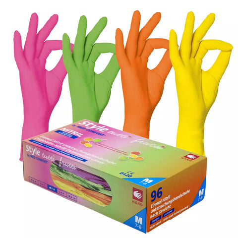 Nitrilhandschuhe Farbmix "TuttiFrutti", Box mit 96 Stk.