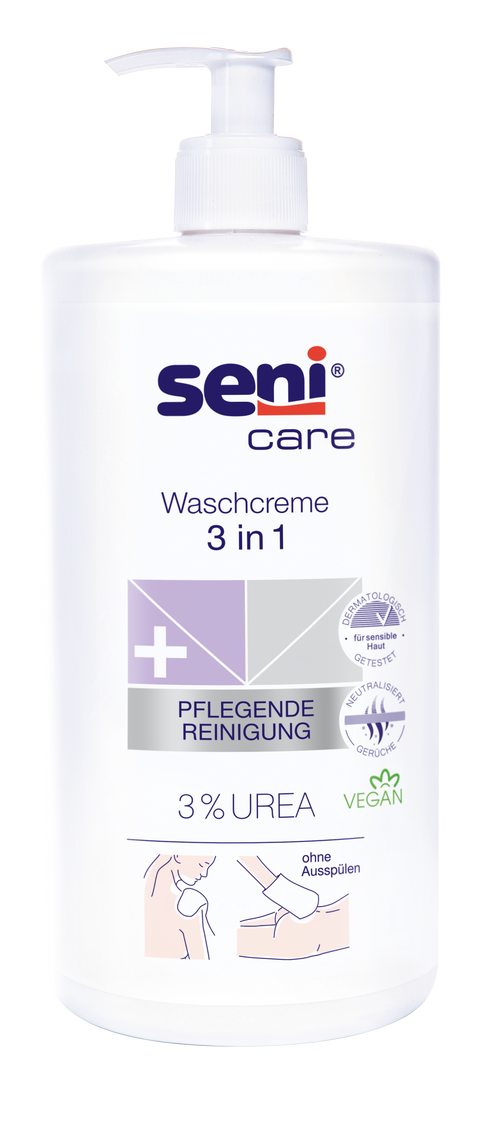 Seni Care Waschcreme 3 in 1 mit 3% UREA, 1 Liter