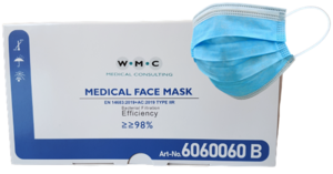 Mundschutz "WMC" mit Elastikbändern, 3-lagig, blau